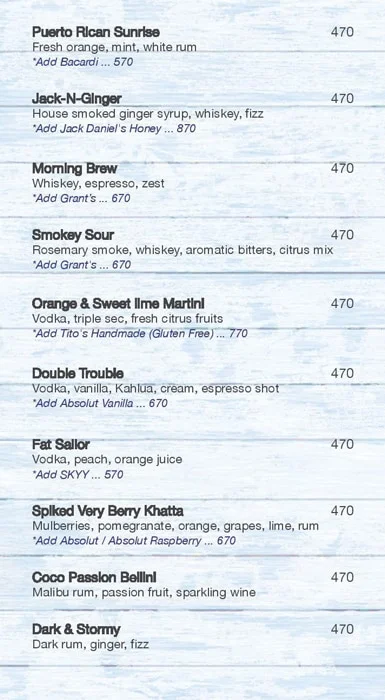 Ther Sassy Spoon menu 