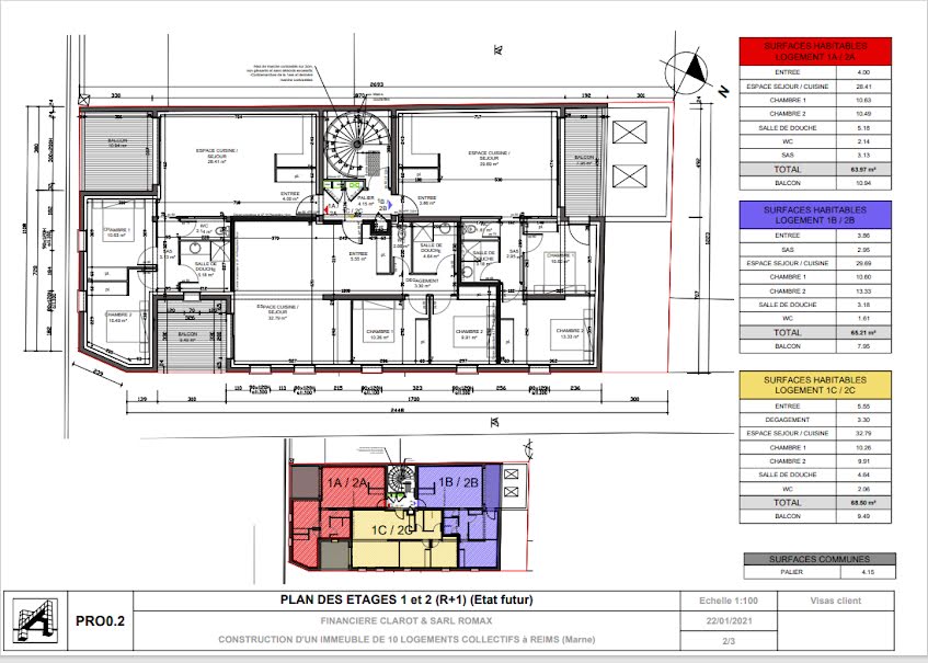 Vente appartement 2 pièces 55.91 m² à Reims (51100), 212 000 €