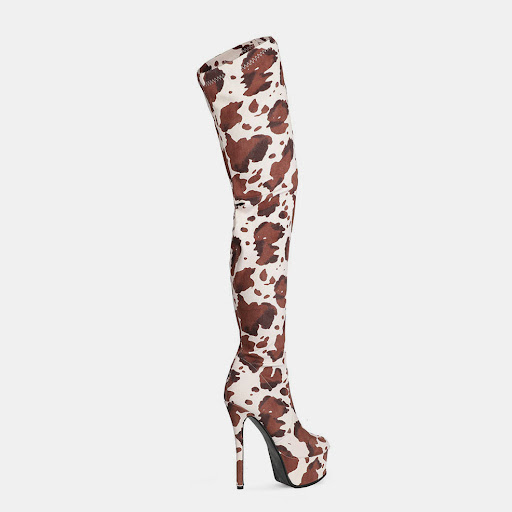Title 5, Womens Platform Round Head Cow Pattern Over Th...