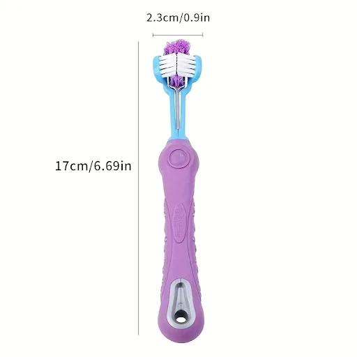 3-Sided Pet Toothbrush for Effective Dog & Cat Teeth Cleaning Oral Care Three-Head Multi-angle Toothbrush Brush Bad Brea