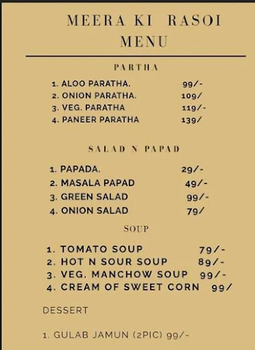 Meera Ki Rasoi menu 