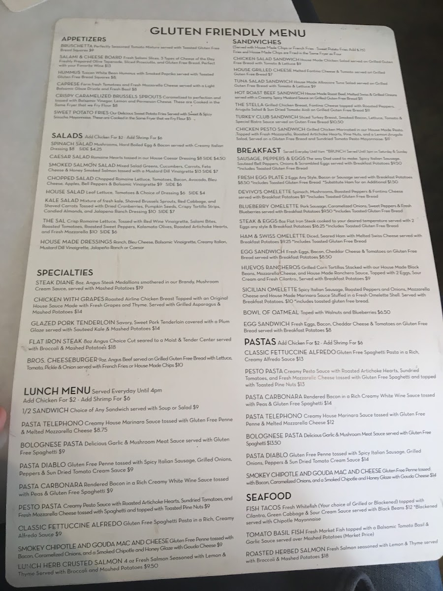 Huge GF menu!