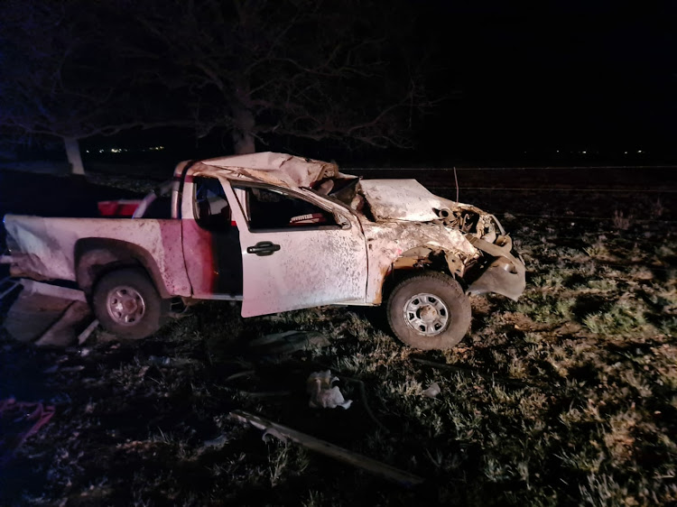 A man was killed and 10 others were injured when this bakkie rolled on the R65 near Ermelo on Saturday afternoon.