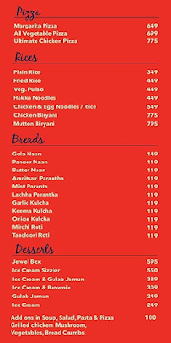 Gola Sizzzlers menu 2