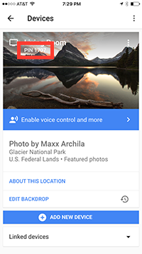Backdrop on device card