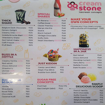 Cream Stone menu 