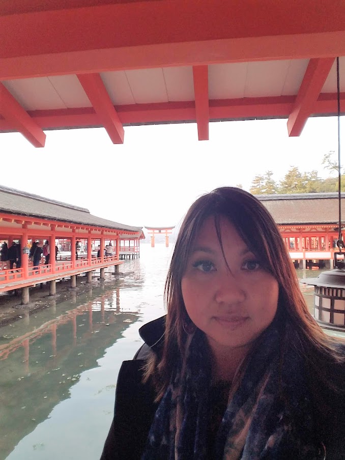 Hiroshima Day Trip to Miyajima, view of the famous red Itsukushima Floating Torii Gate from inside the Shrine