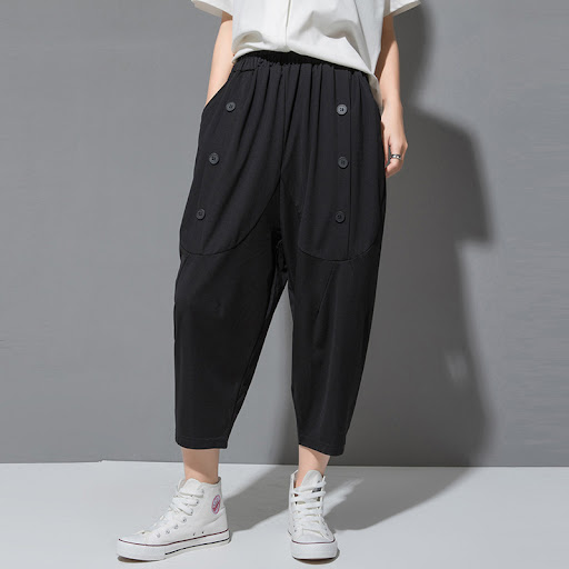 Title 6, Lun Trousers Women Elastic Waist Loose Fit Plus...