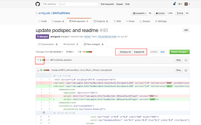 Git Pull Request File Collapse Extension