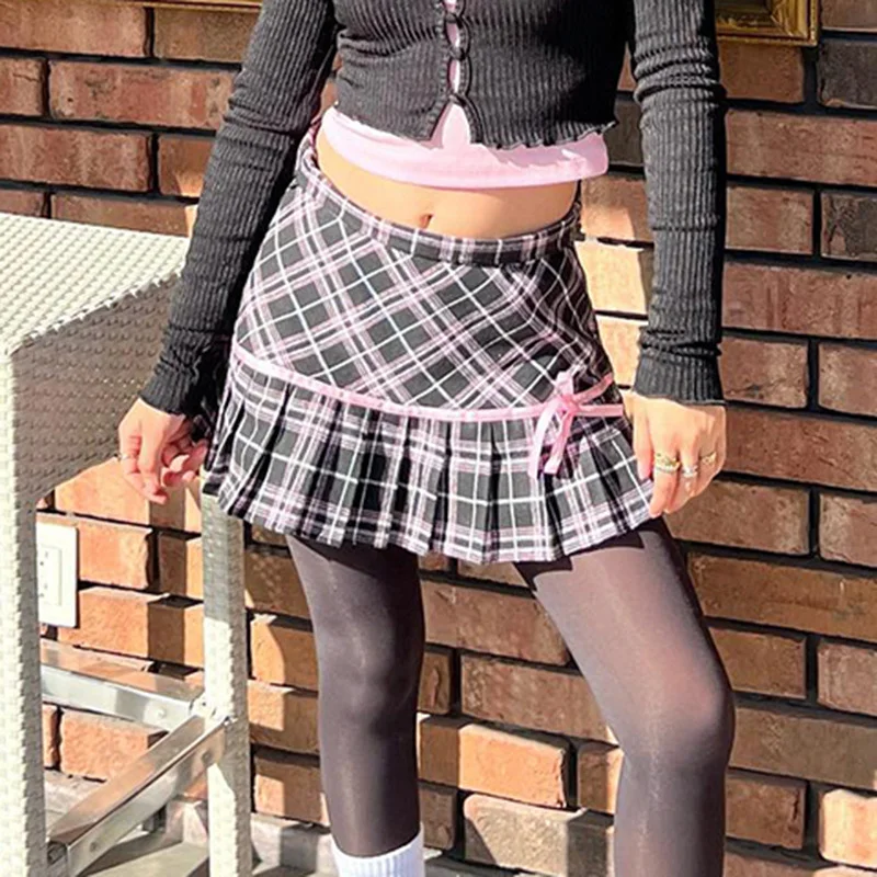 Title 11, Falda Plaid Retro Plisada de Cintura Baja para ...