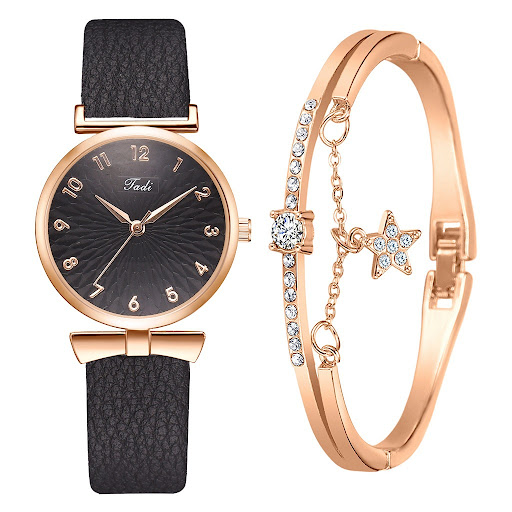 Title 6, Ladies Bowknot Bracelet Quartz Watch Set