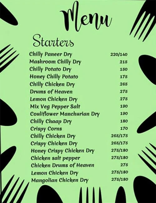 Chinese Corner menu 