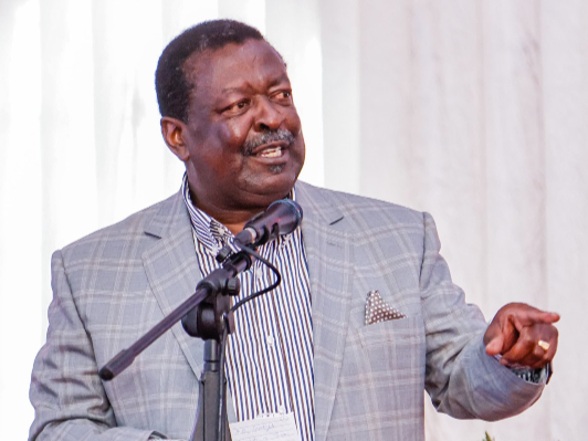 Prime CS Musalia Mudavadi speaking during the thanksgiving ceremony of Devolution PS Terry Mbaika.