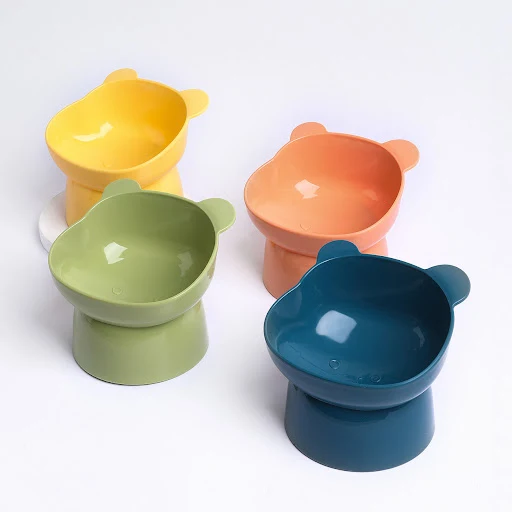 High Legged Cat Bowl Nordic Style Tilted Cartoon Neck Protection and Anti Overturning Pet Bowl