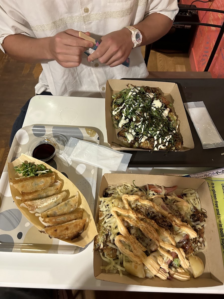 Gf vegan gyoza & gf okinomiyaki