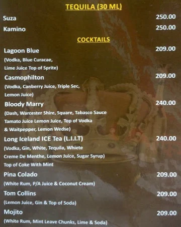 King Bar & Restaurant menu 