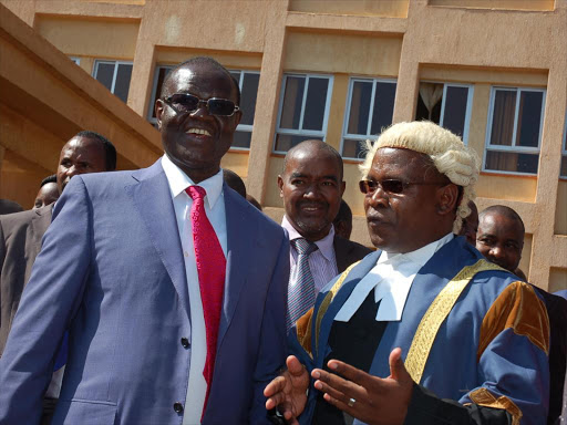 Meru governor Kiraitu Murungi and Speaker Kaberia at Meru county assembly.