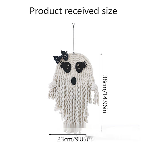 Title 5, Woven Halloween cute white ghost pendant. Perfe...