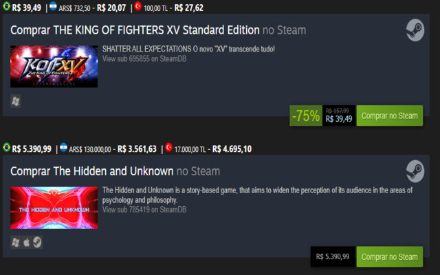 Steam BR prices