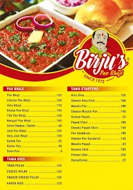 Birju's Pav Bhaji menu 2