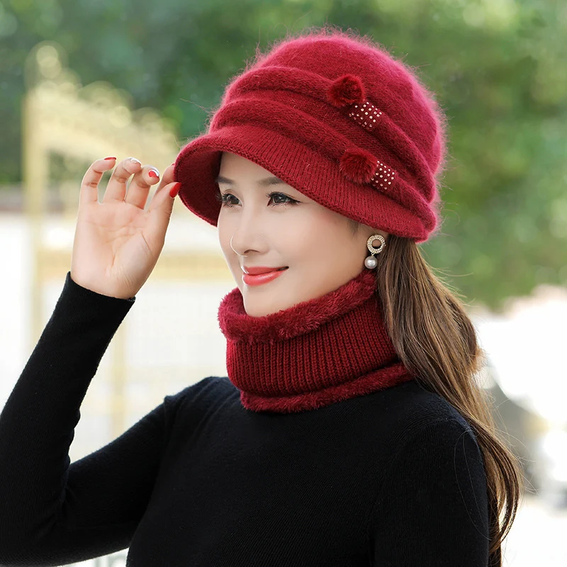 Gorro elegante de forro polar cálido para mujer, abuela