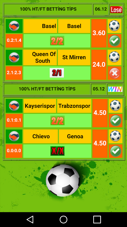 Android application HT/FT BETTİNG TİPS screenshort