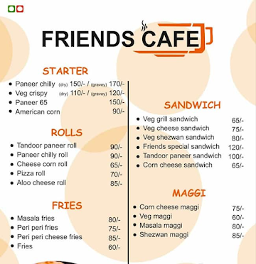 Friends Cafe menu 