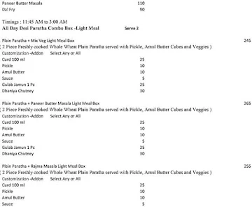 Paratha Cafe menu 