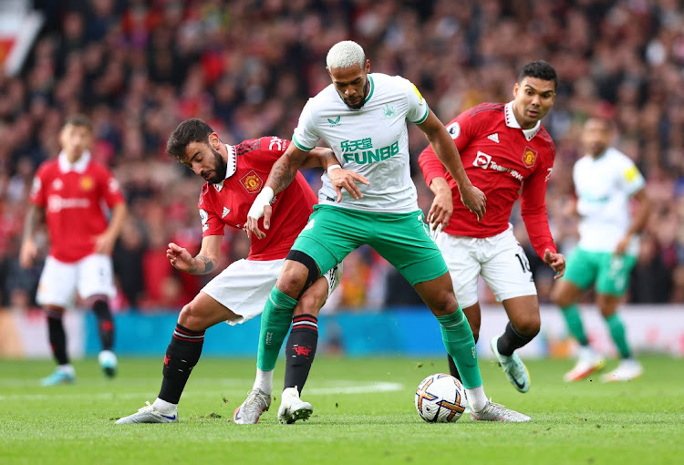 Newcastle United's Joelinton in action with Manchester United's Bruno Fernandes at Old Trafford, Manchester, Britain, October 16 2022. Picture: DAVID KLEIN/REUTERS