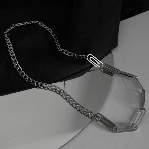 Title 1, Clip Shape Necklace Titanium Steel Personality ...