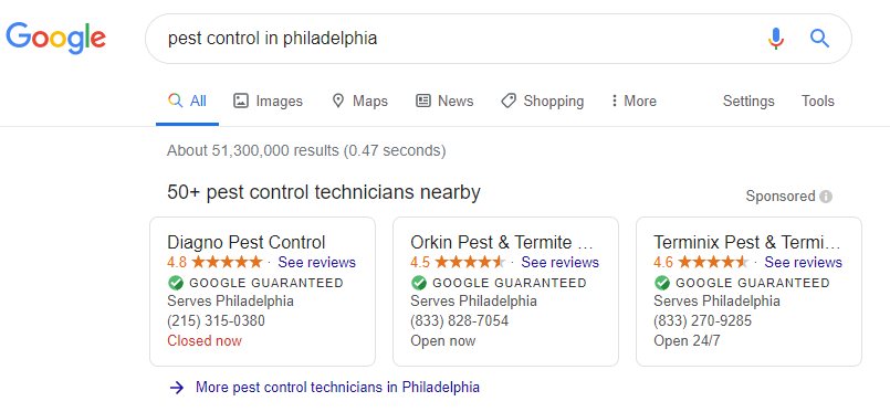 Local service Google ad formats