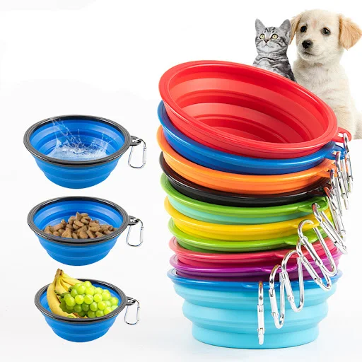 1000ml Large Collapsible Dog Pet Folding Silicone Bowl Outdoor Travel Portable Puppy Food Container Feeder Dish Bowl