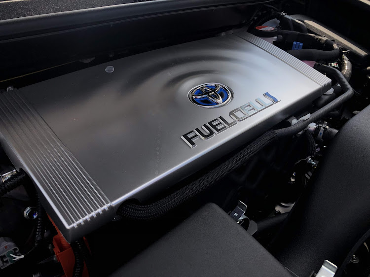The fuel cell motor in the Toyota Mirai.