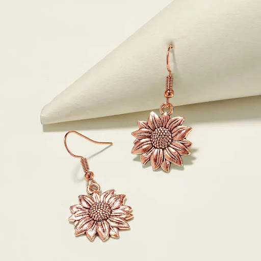 Title 7, Simple Metal Ear Hook Sunflower Flower Earrings...
