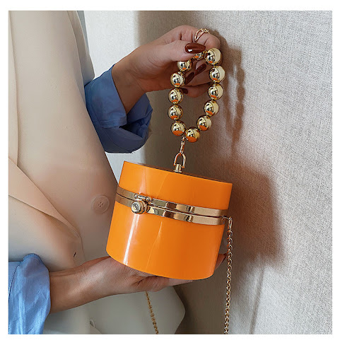 Title 4, Summer acrylic transparent round bucket bag wit...