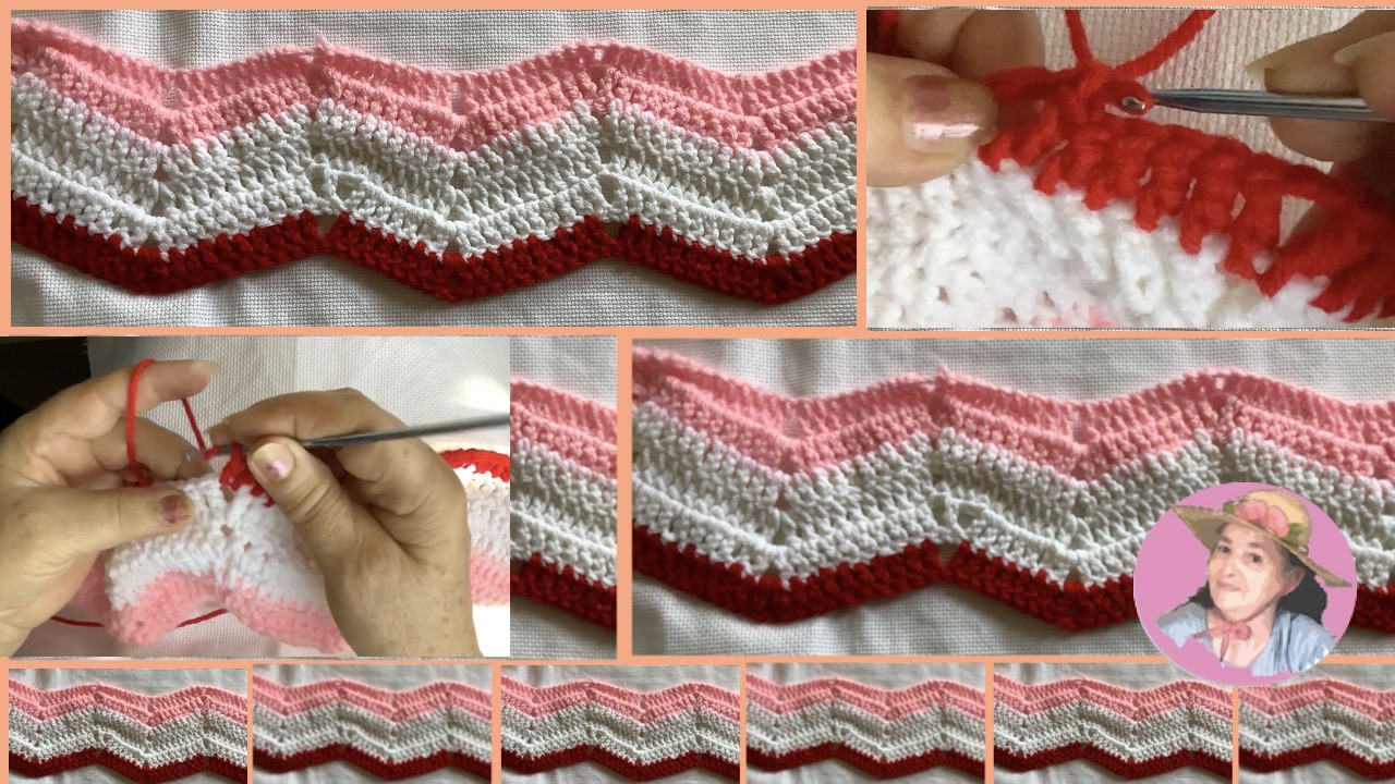 Bella muestra de gancho o crochet en zig zag 