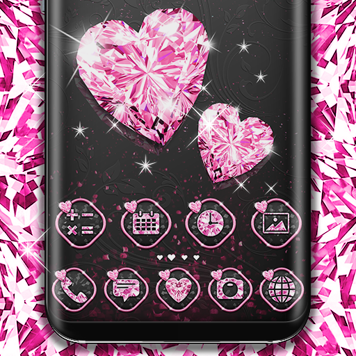 Pink Heart Diamond Theme Launcher