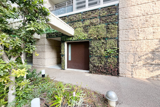 Entrance with green wall and door in this luxury property for sale in Osaka ($595,249)