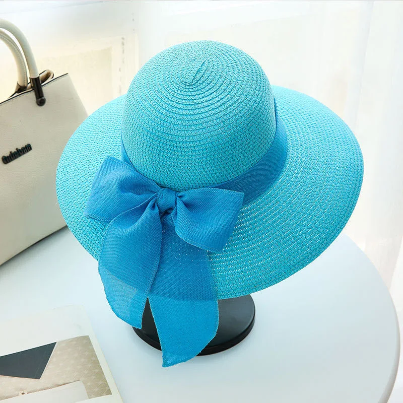 Chapeau de paille pour femmes, protection solaire, grand avant-toit, pare-soleil de plage