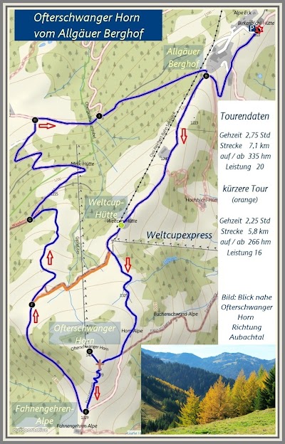 Wanderkarte Nagelfluhkette Gunzesried Ofterschwanger Horn Allgäu