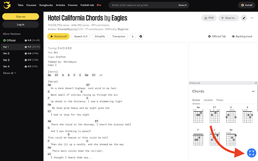 Full Screen Chords Extension