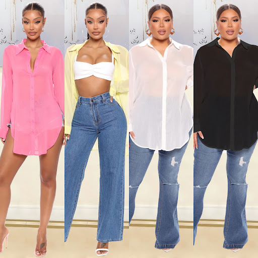Title 3, Womens Fashion Long Sleeve Shirts See-Through ...