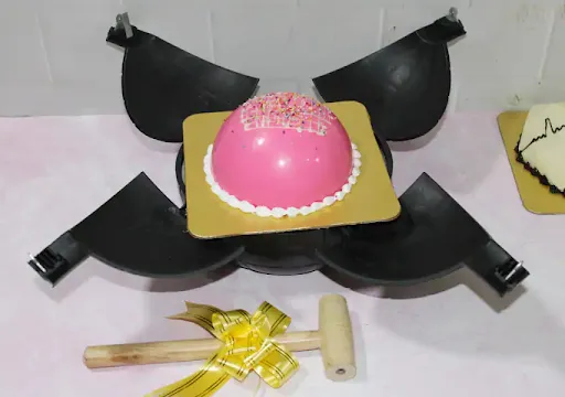 Bomb Cake Inside Pink Red Velvet Pinata Cake [eggless]