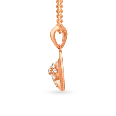 Tanishq Contemporary Jali Work Tear Drop Diamond Pendant