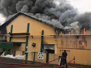 A fire rages at KWV's bottling plant on November 20, 2018