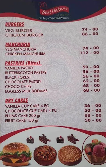 Best Bakers menu 