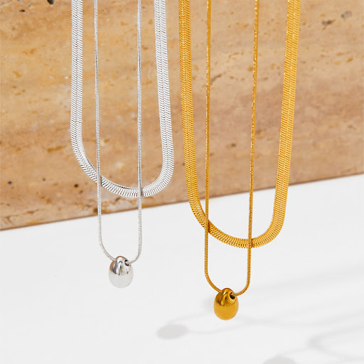 Title 5, Double-layer Water Drop Pendant Necklace, a sim...