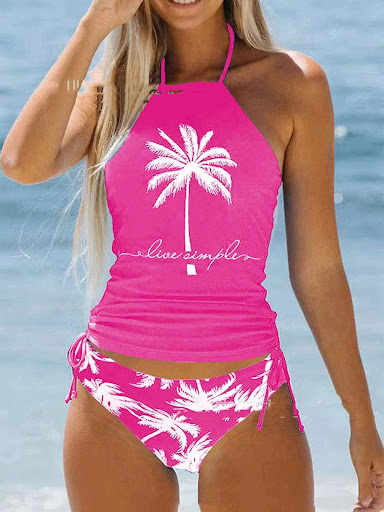 Title 3, Conservative womens split multi-color swimsuit...