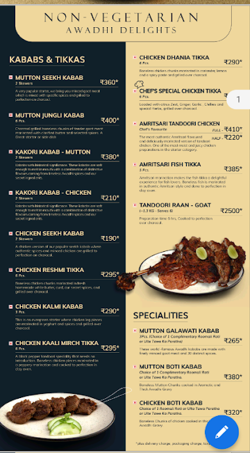 Bhool Bhulaiya menu 