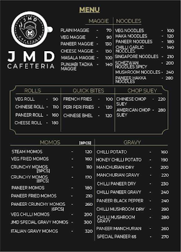 JMD Cafeteria menu 